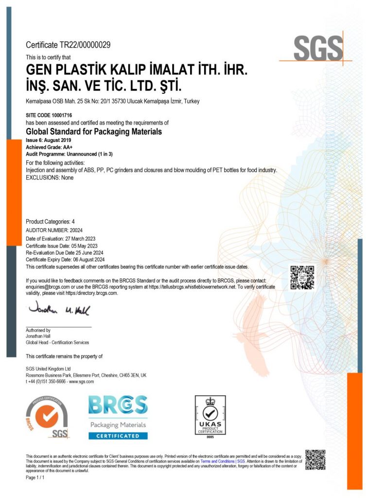 SGS Certificate