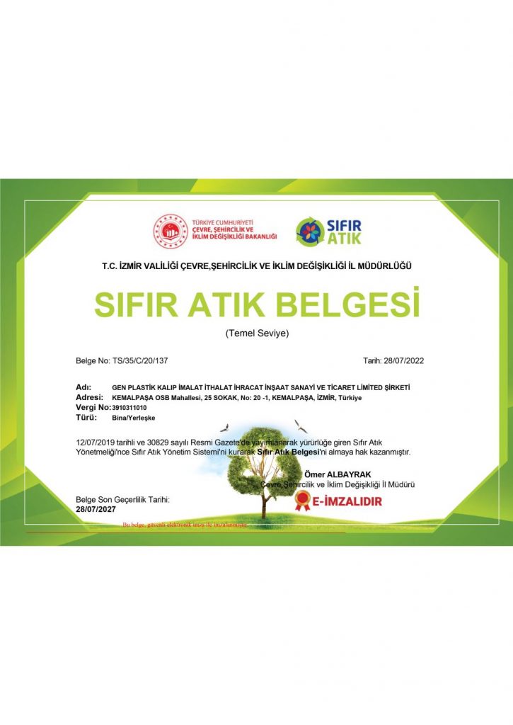 SIFIR ATIK BELGESİ